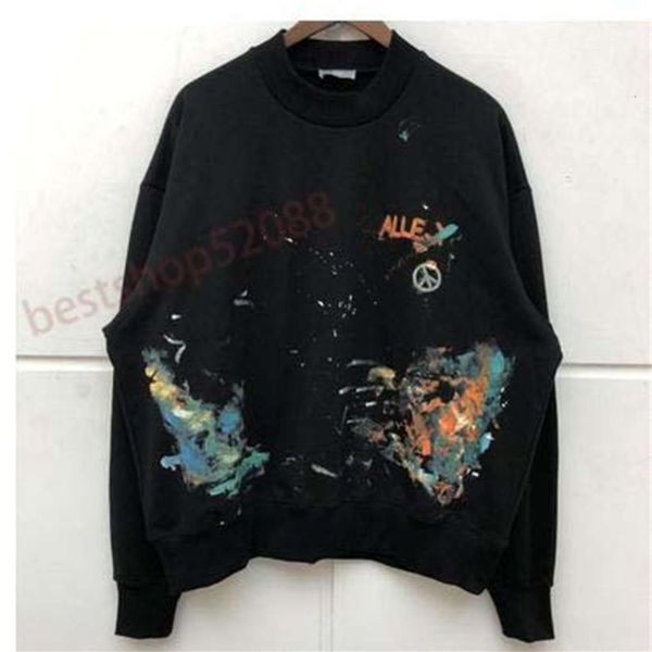 

dsp designer french hoodie painted hooded men's casual splash ink sweater street style art blouse, Black