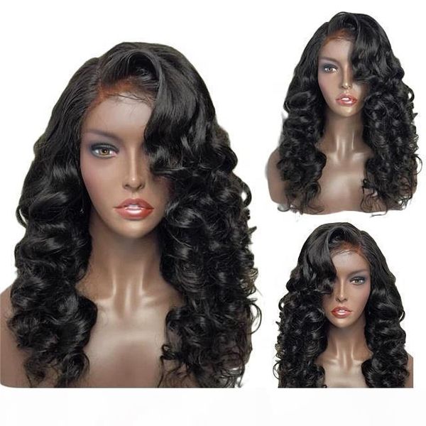 

peruvian full lace front wigs natural wave human hair wig, Black;brown