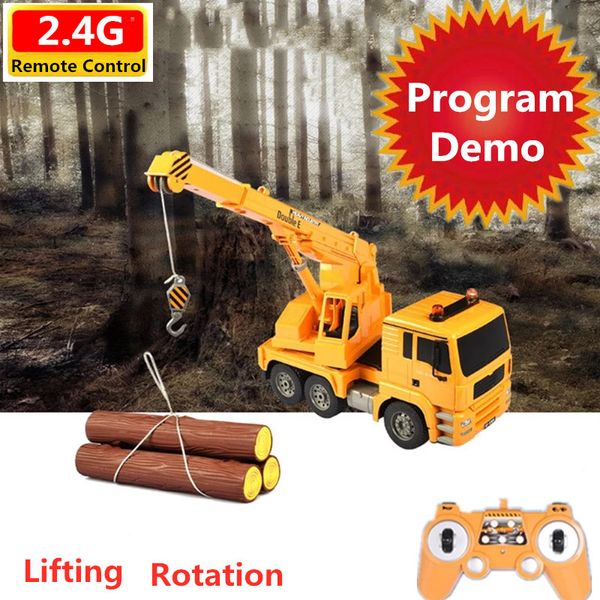 

high simulation 2.4g remote control crane with light can lifted up & down all round driving programming demo engineering vehicle