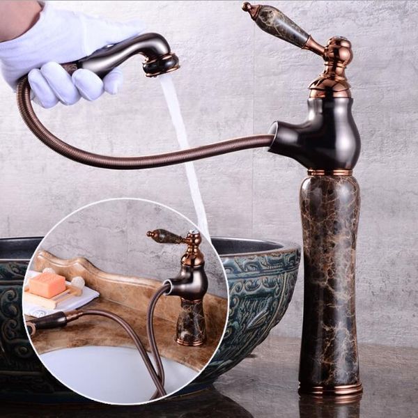 

2021 new water jade and copper washroom basin tap mixer & cold bathroom antique dark sink faucet 9klh