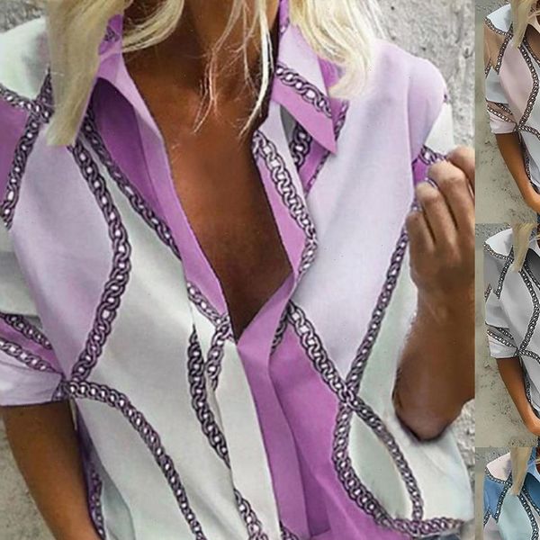 

chain womens shirts print women blouse work office ladies shirt plus size 5xl long sleeve lapel blusas mujer bohemian, White