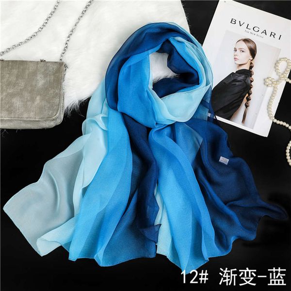 

gradual change color temperament etiquette form training decoration long elegant dance silk scarf, Blue;gray