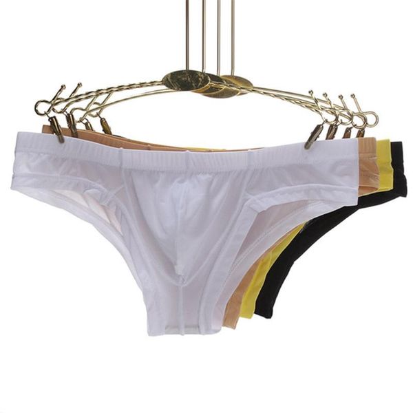 JIAYAN Eis Seide Sexy Slip Atmungsaktive Männer Unterwäsche Transparent Höschen Männlichen Mehrfarbigen Niedrigen Taille Unterhose 2021 Neue