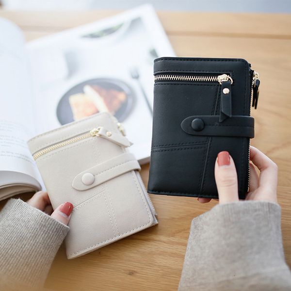 

lady hasp coupling solid fashion matter small women wallet short, Red;black