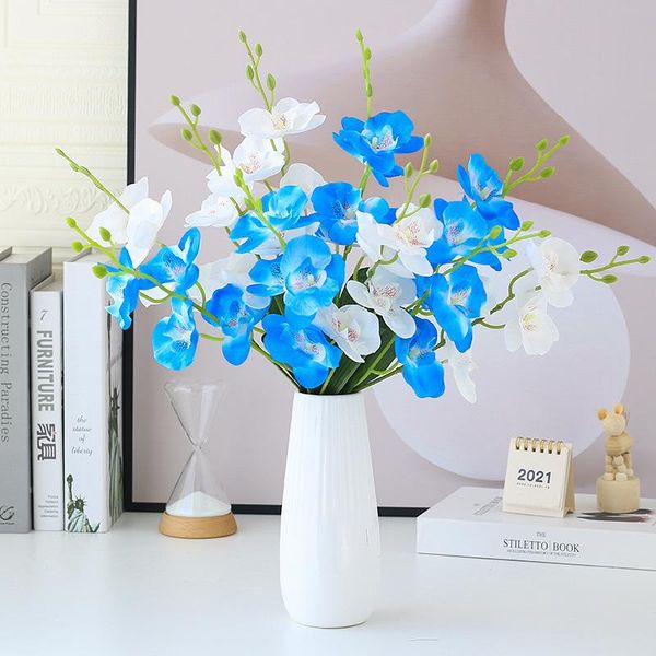 

decorative flowers & wreaths single bunch artificial flower 5 forks butterfly orchid wedding decoration living room fake dancing q26