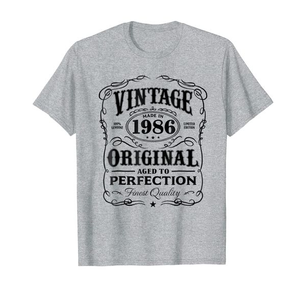 

vintage made in 1986 t-shirt 32nd birthday gift, White;black