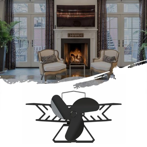 

3 blade heat powered stove fan fireplace fan christmas tree shape log wood burning fireplace home office