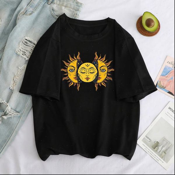 

sun vintage print summer tees new punk female ins hip hop large size short sleeve ulzzang loose female new fun t shirt, White