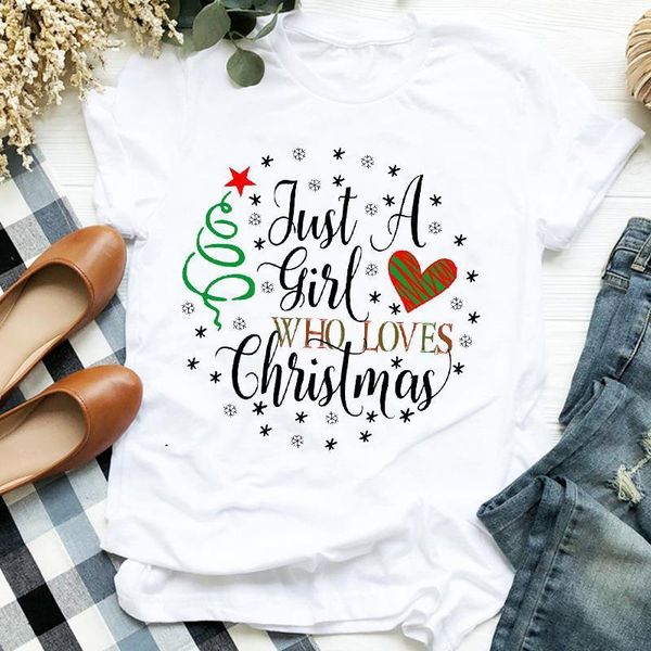 

women love heart cartoon girl cute clothing holiday merry christmas clothes ladies graphic print tee tshirt female t-shirt, White
