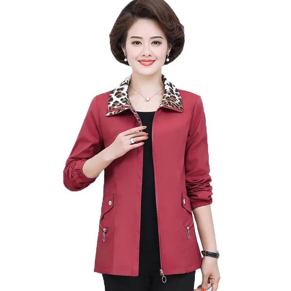 

women's trench coats spring autumn women windbreaker middle-aged elderly jacket lady mother clothes outerwear female casual plus size, Tan;black
