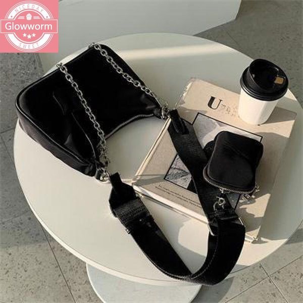 

cross body casual nylon women shoulder bags designer chains 3 bag handbags set luxury lady crossbody messenger female small purses 2021