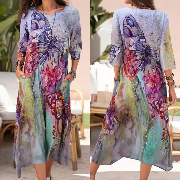 

casual dresses 2021 spring check swing shirt dress 3/4 sleeve women vintage plaid party long maxi vestidos female robe plus size 7, Black;gray