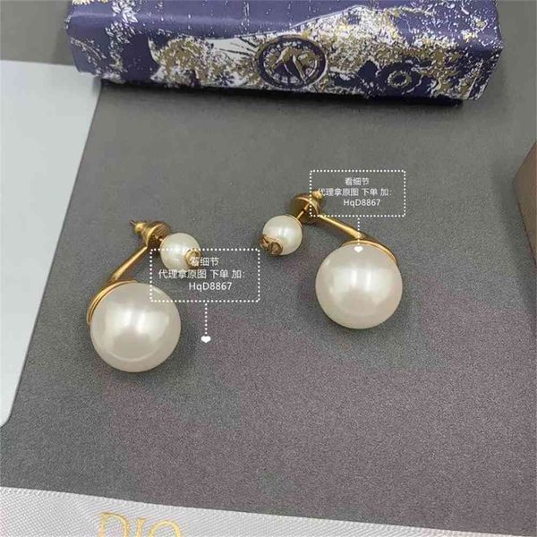 

2021 luxury designer jewelry pearl earrings women's simple, Silver