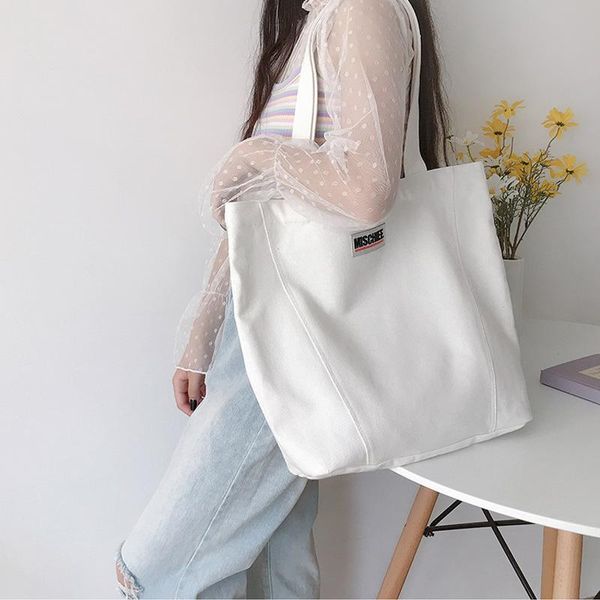 

waist bags women thick canvas shoulder bag cotton cloth handbag female large capacity shopping students school books casual totes