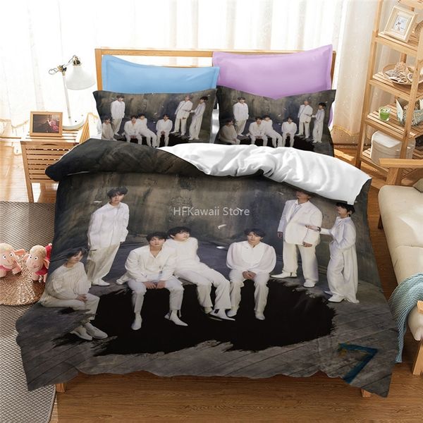 Coreano Artista Bangtan Meninos Duvet Cobertura Cobertura Frola De Moda Bolletproof Bols Bolsa Scouts Cama Set Adullt Crianças Modern Cama Linens C0223