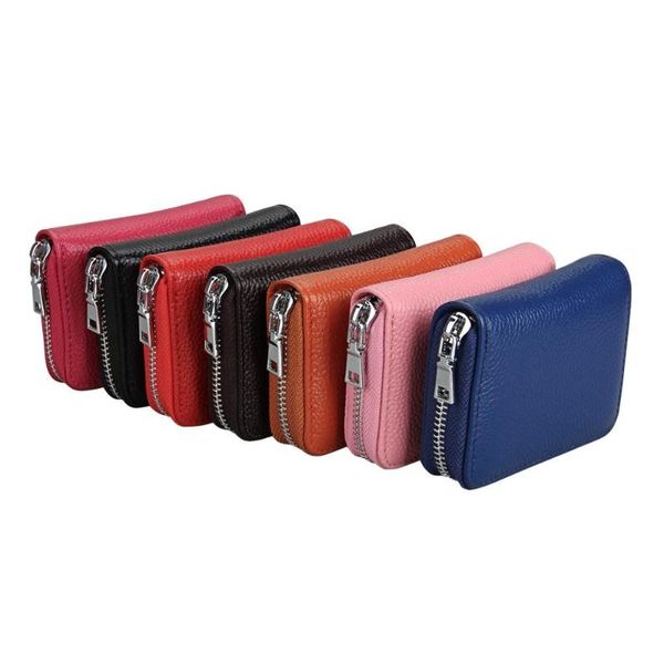 

wallets genuine leather wallet rfidtheft protect coin bag zipper purse cards holders designer carteira, Red;black