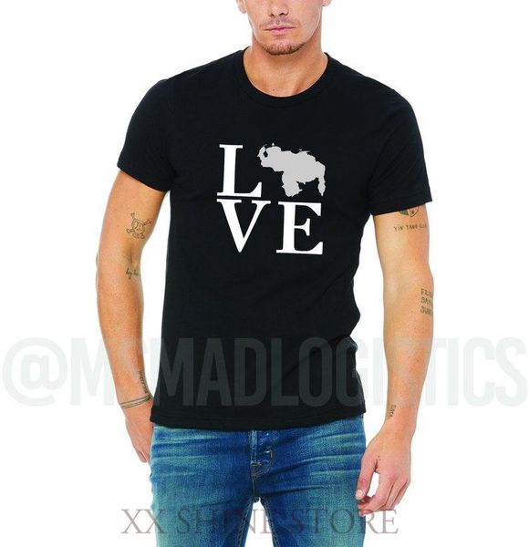 

men's t-shirts venezuela map silver and white love artwork print t-shirt soft cotton black or fabric available men, White;black