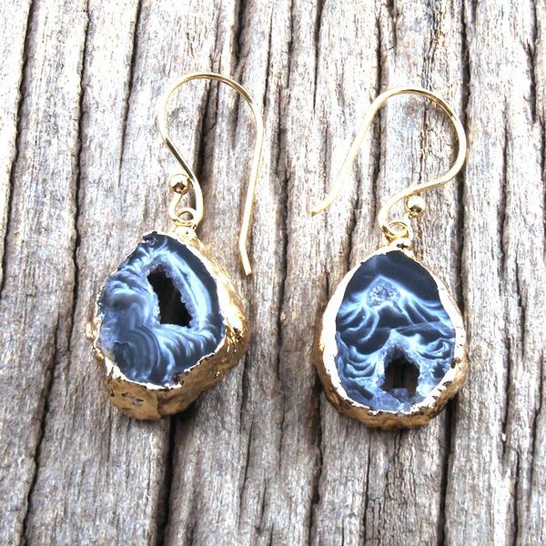 

dangle & chandelier rh fashion jewelry natural stone irregular druzy drop earrings for women earring, Silver