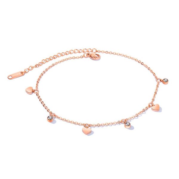 

anklets fine4u women stainless steel heart anklet rose gold color adjustable beach ankle foot chain for teen girls, Red;blue
