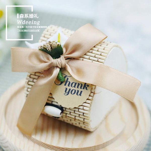 

gift wrap 240 x personalized creative heart-shaped shape bamboo wedding favors candy boxes party box with bowknot & tag