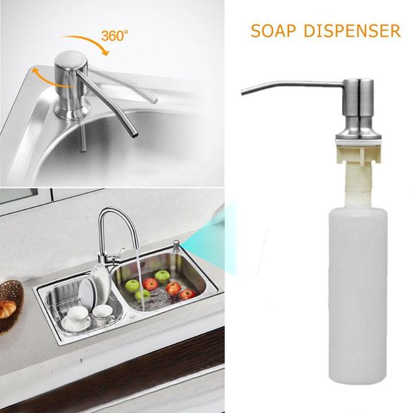 

stainless steel sink soap dispenser set household kitchen leak proof sink soap dispenser cover press pump bottle mouth 400ml
