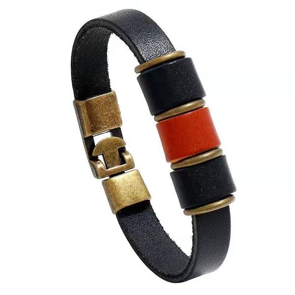

tennis vintage punk leather bracelets for men black cuff wrap wristband bracelets&bangles women jewelry on hand, Golden;silver