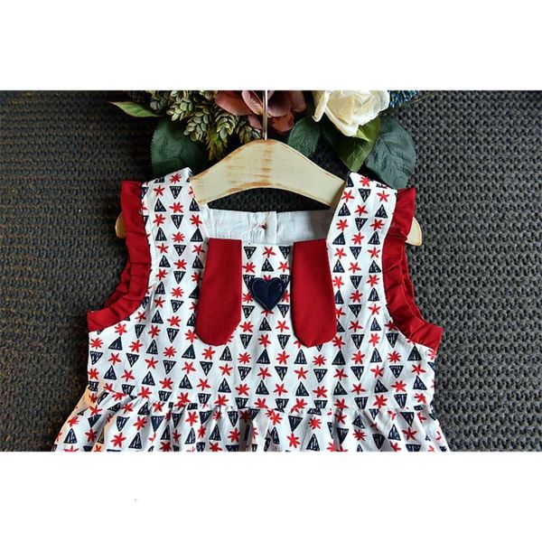 

launch clothing 3-8 2021 girls' summer middle new and small children's printed wine red suit vest skirt + shorts