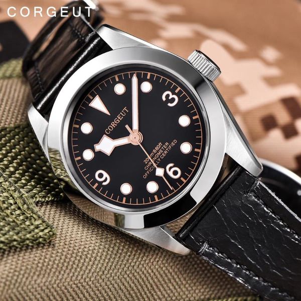 

wristwatches men's watch automatic mechanical 42mm sapphire glass ceramic bezel black dial clock waterproof watch007, Slivery;brown