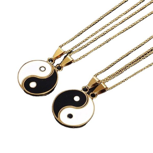 

pendant necklaces yin yang necklace black white couple sister friendship fashion jewelry unique gifts for women enamel, Silver
