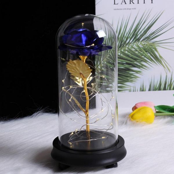 

decorative flowers & wreaths gold foil artificial rose led night light simulation glass cover valentine's day girl's gift home dec