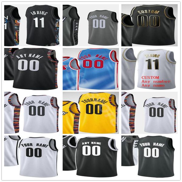 

custom printed 11 kyrie 7 kevin irving durant 13 harden deandre spencer 26 dinwiddie joe 12 harris 72 biggie men women kids youth jerseys, Black