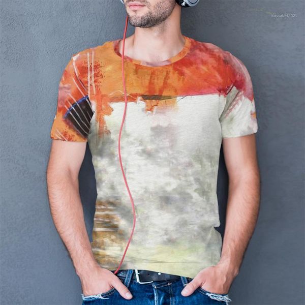 

men's t-shirts fashion summer t-shirt men 2021 3d geometric pattern printing men's breathable streetwear stitching, White;black