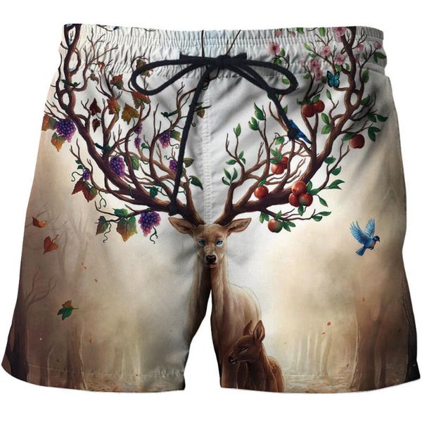 

men's shorts fashion animal world 3d printed beach leisure board sports, White;black
