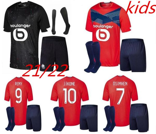 

2021 2022 losc lille soccer jerseys fonte bamba yazici j david football shirt 20 21 olympique jikone 10 +socks child kit, Black;yellow