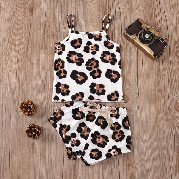 

clothing sets born infant baby girls clothes sleeveless leopard print vest shorts outfits set children's, White