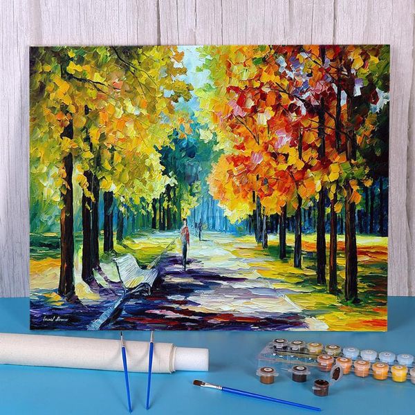 

paintings morning alley painting by numbers set acrylic paints 40*50 on canvas handmade for adults wholesale handicraft