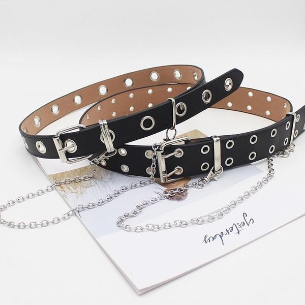 

belts punk belt women's eyes silver sling decoration pu, Black;brown