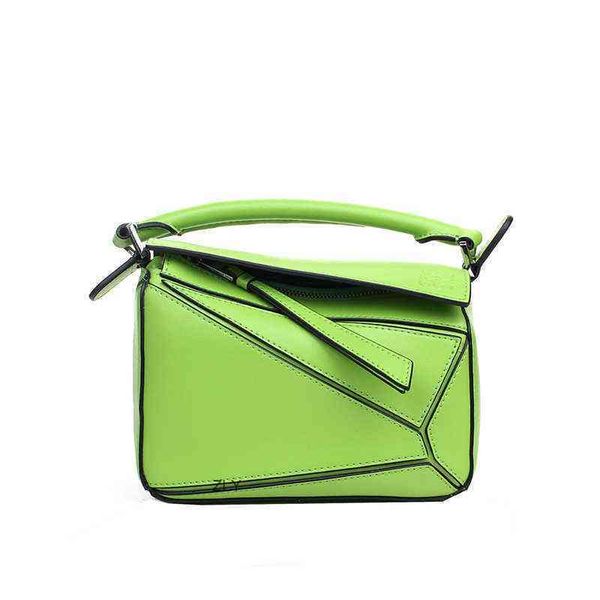 

new mini geometry bag, net red, fashion stitching, one shoulder leather, versatile, portable cross carrying large capacity pillow bag zly