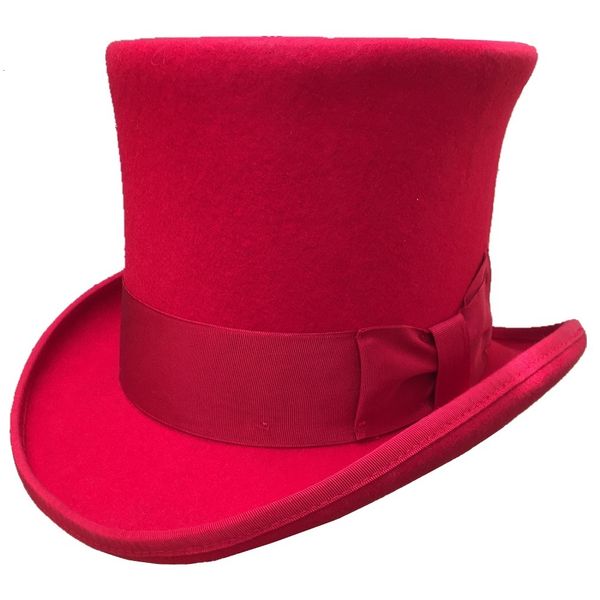 

2021 new red 18.0cm 7" wool felt mad hatter costume hat steampunk lady girl hats for women 702k, Blue;gray