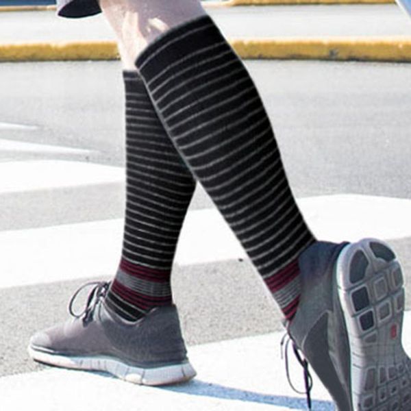 

men's socks moutdoor sport compression stockings explosive soccer non-slip stripe cycling presure elasticity running, Black