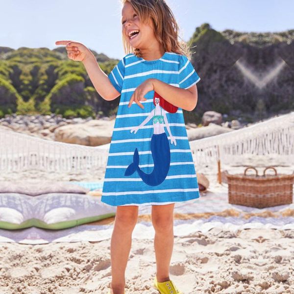 

girl's dresses summer dress for kids girls 2 years 3 casual short sleeve cartoon patterns cotton children's clothing vestido, Red;yellow