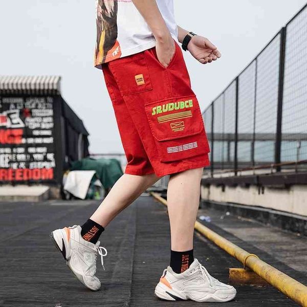 

men's shorts streetwear summer cargo ribbons casual s knee length short pants bermudas masculina abz680 t5xg, White;black