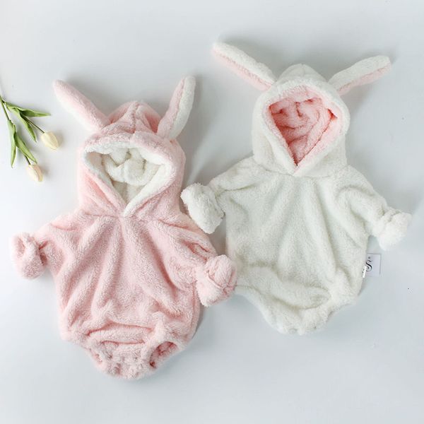 

autumn winter infant clothes long sleeve ears hooded baby boys girls rompers, Blue