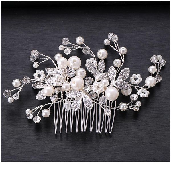 

trendy flower crystal pearl hair comb wedding hair accessories bridal headpiece hair ornaments bride women jewelry qyljjj