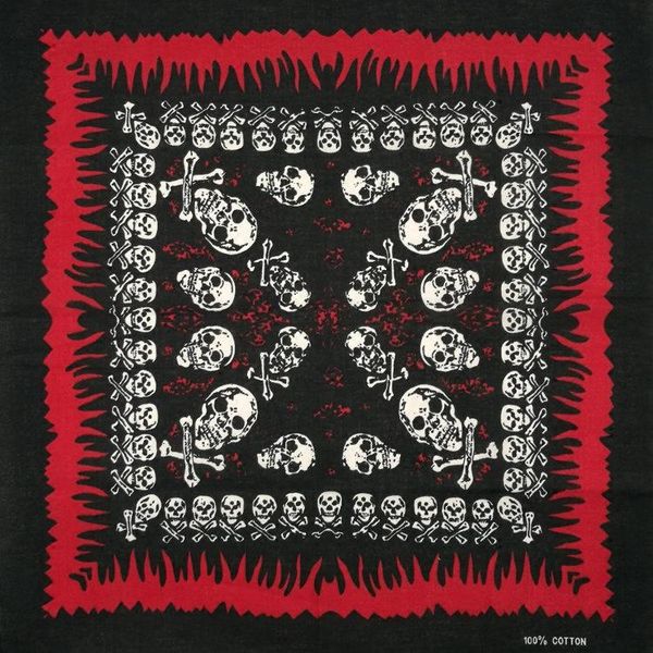 

scarves 100% cotton hell fire skull punk hip-hop headwear hair neck wrist wrap band neckerchief square headtie kerchief for men, Blue;gray