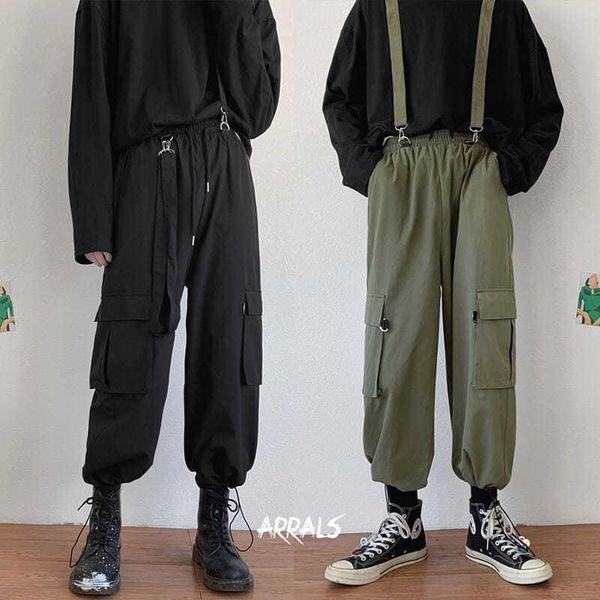 

men's pants korean version of the trend straight tube loose toe casual tooling, Black