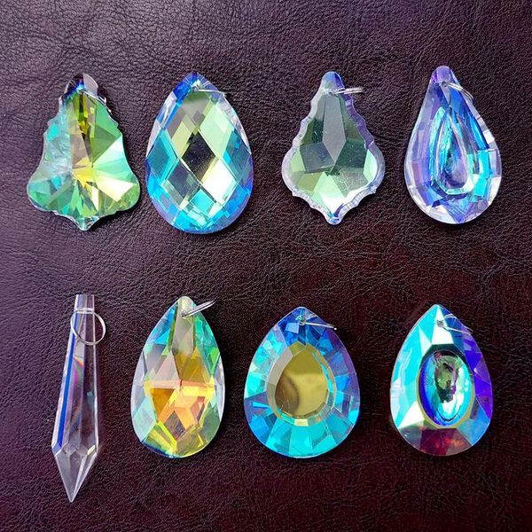 

8pcs ab-color crystal prism suncatcher chandelier parts hanging pendant window home wedding decoration figurine diy accessories