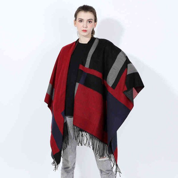 

straddle mirror new women's split brushed jacquard shawl straddle mirror, Blue;gray