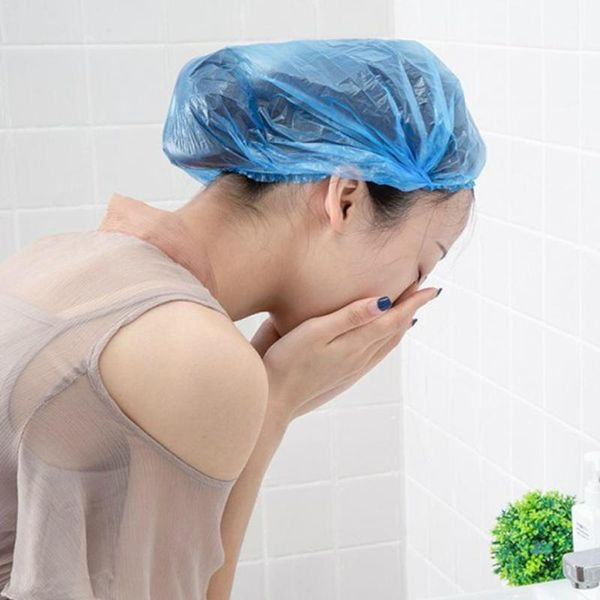 

shower caps 10pcs/pack disposable cap hat bathroom products elastic bath el clear bathing one-off hair s b0d4