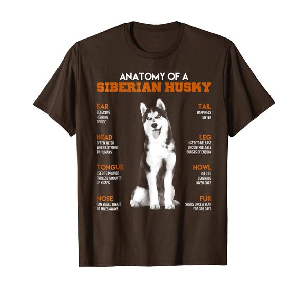 

anatomy of a siberian husky dogs t shirt funny gift, White;black